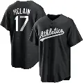 Youth No.17 Denny Mclain Oakland Athletics Black/White Replica Jersey