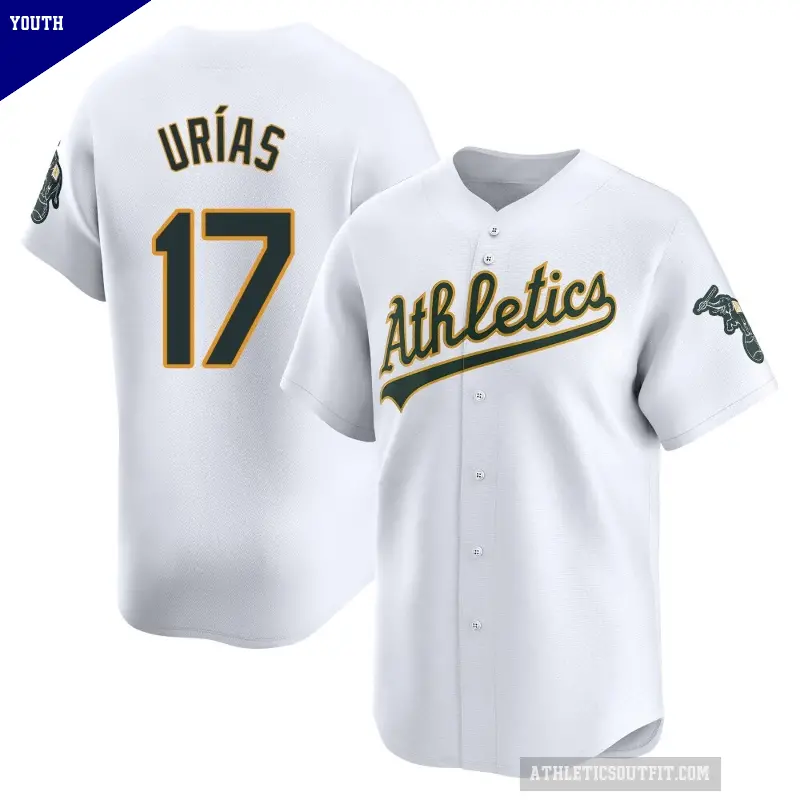 Youth No.17 Luis Urias Oakland Athletics White Limited Home Jersey