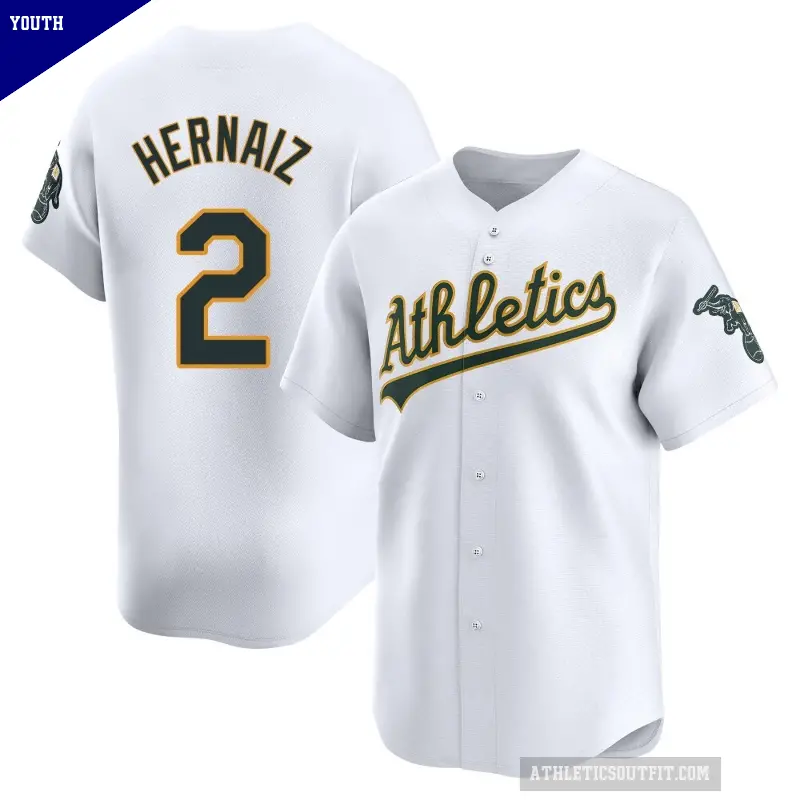 Youth No.2 Darell Hernaiz Oakland Athletics White Limited Home Jersey