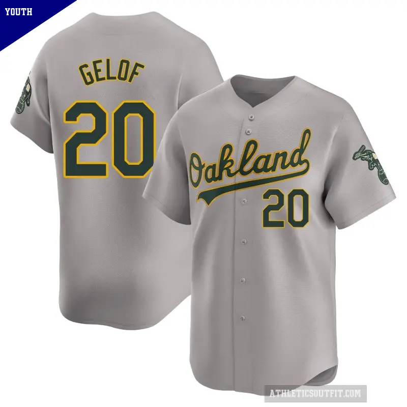 Youth No.20 Zack Gelof Oakland Athletics Gray Limited Away Jersey
