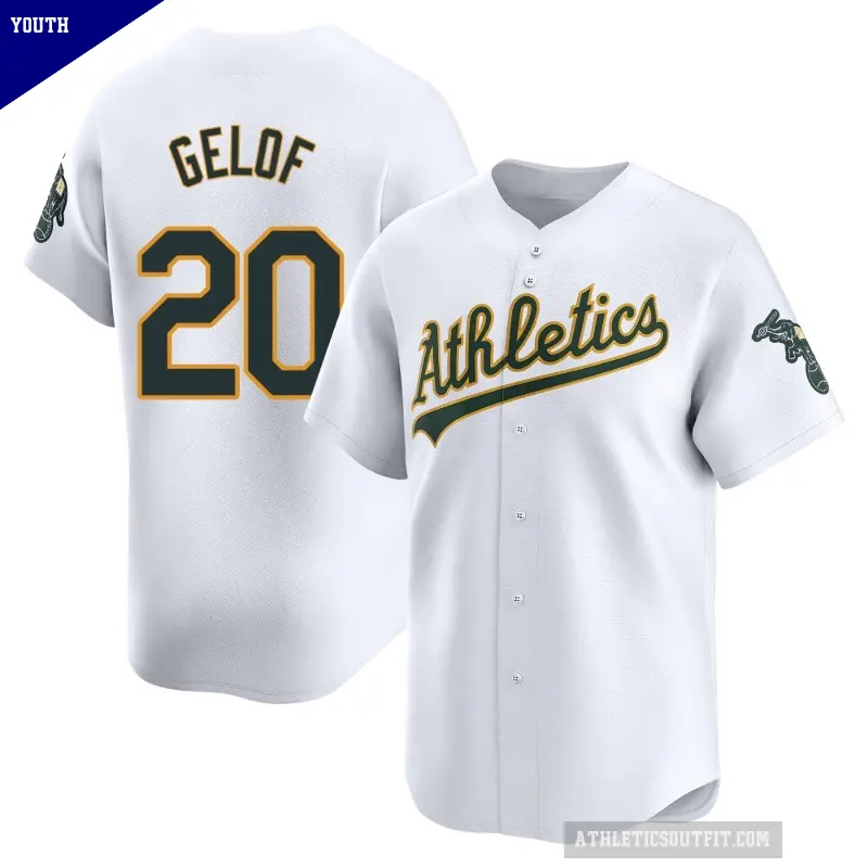 Youth No.20 Zack Gelof Oakland Athletics White Limited Home Jersey