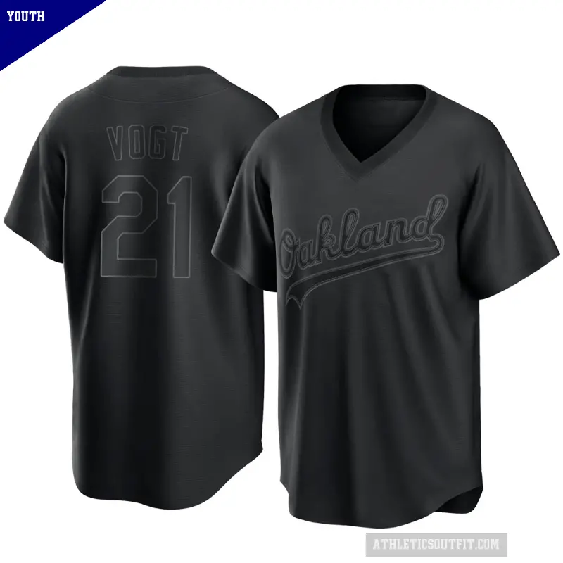 Youth No.21 Stephen Vogt Oakland Athletics Black Replica Pitch Fashion Jersey