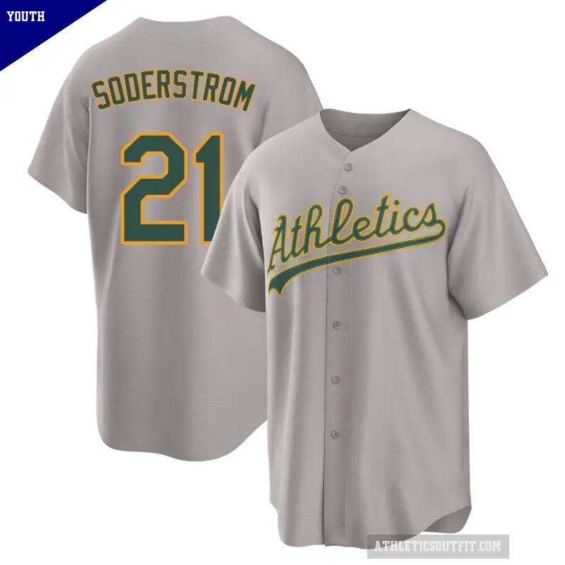 Youth No.21 Tyler Soderstrom Oakland Athletics Gray Replica Away 2.0 Jersey