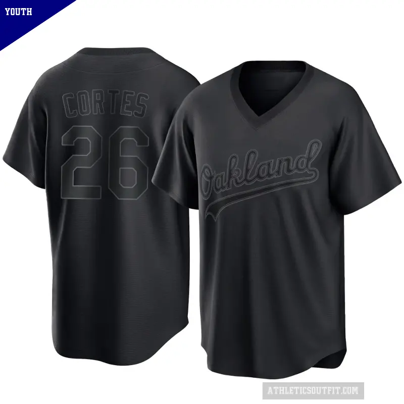 Youth No.26 Carlos Cortes Oakland Athletics Black Replica Pitch Fashion Jersey