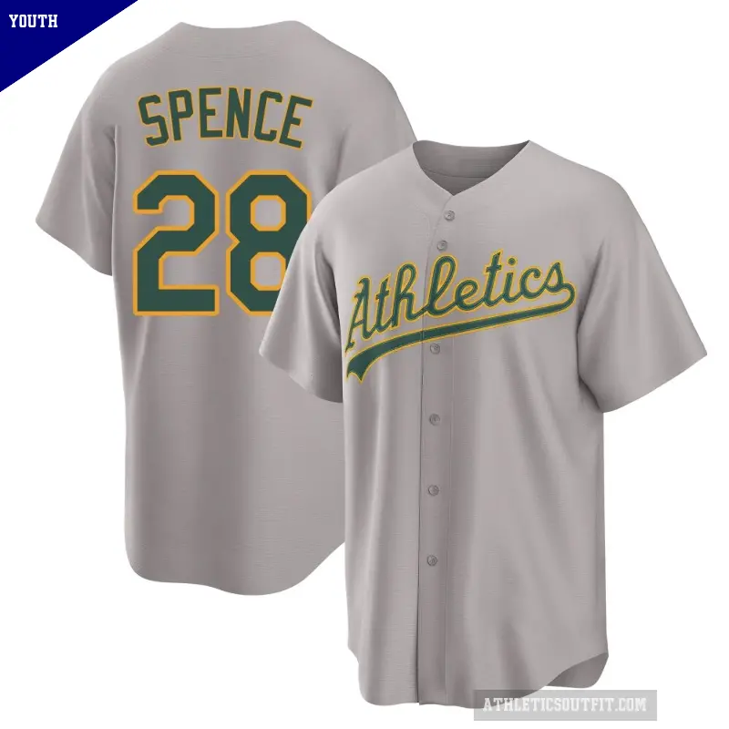 Youth No.28 Mitch Spence Oakland Athletics Gray Replica Away 2.0 Jersey