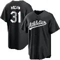 Youth No.31 Vimael Machin Oakland Athletics Black/White Replica Jersey