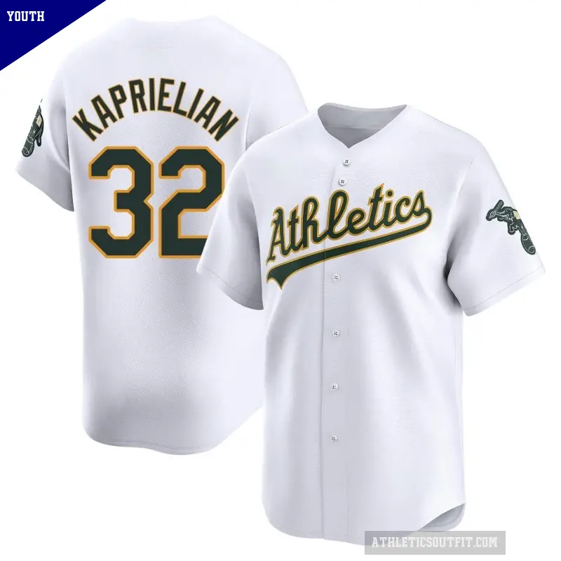 Youth No.32 James Kaprielian Oakland Athletics White Limited Home Jersey