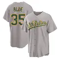 Youth No.35 Vida Blue Oakland Athletics Gray Replica Away 2.0 Jersey