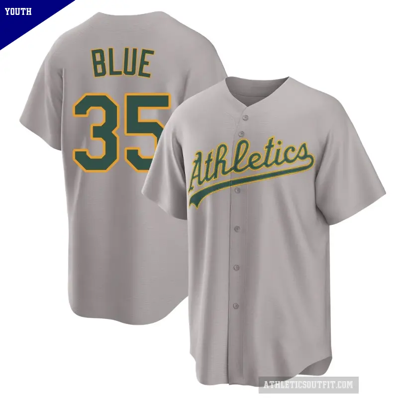Youth No.35 Vida Blue Oakland Athletics Gray Replica Away 2.0 Jersey
