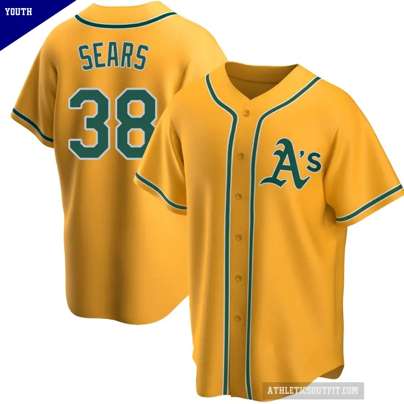 Youth No.38 JP Sears Oakland Athletics Gold Replica Alternate Jersey
