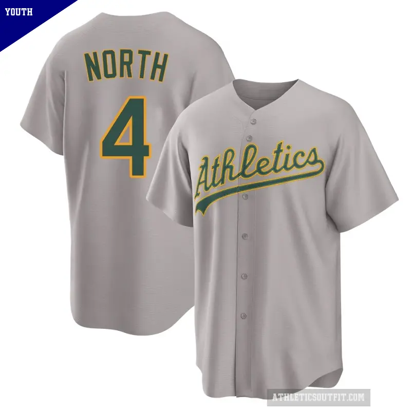 Youth No.4 Billy North Oakland Athletics Gray Replica Away 2.0 Jersey