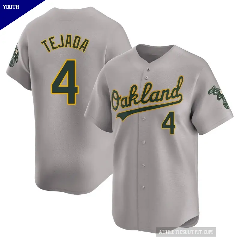 Youth No.4 Miguel Tejada Oakland Athletics Gray Limited Away Jersey