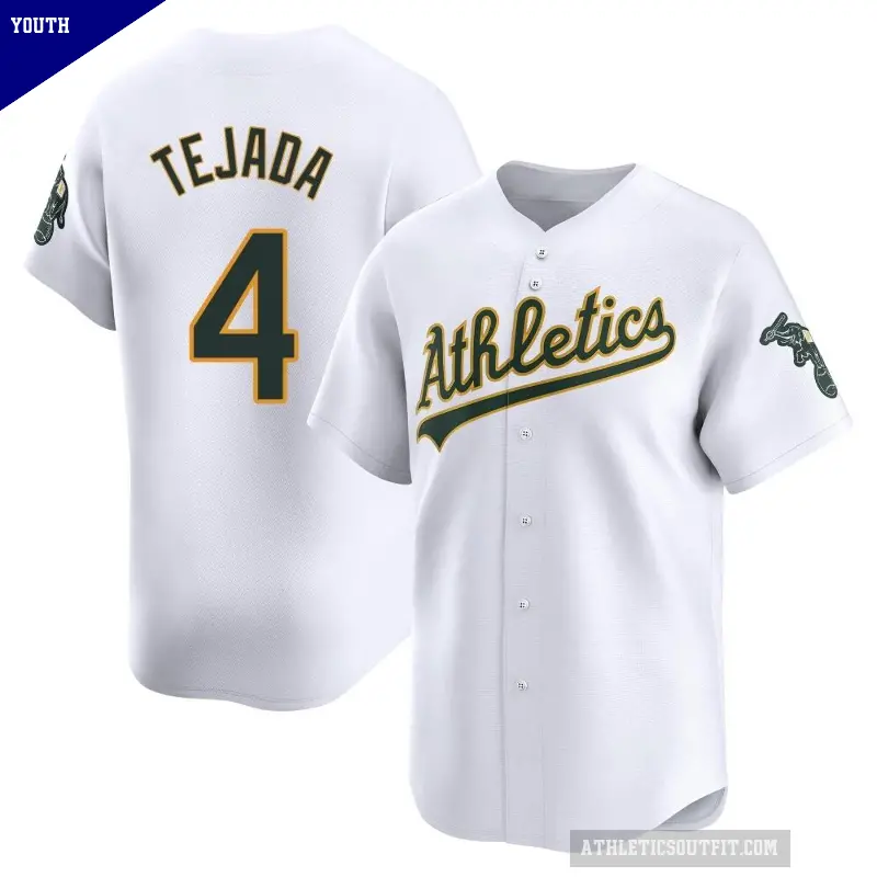 Youth No.4 Miguel Tejada Oakland Athletics White Limited Home Jersey