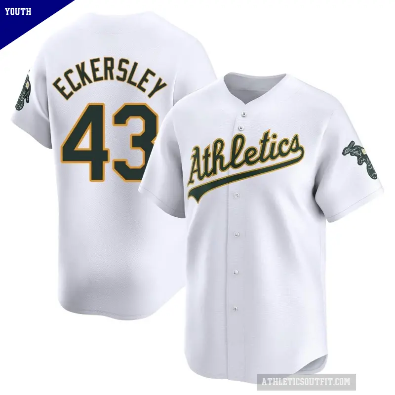 Youth No.43 Dennis Eckersley Oakland Athletics White Limited Home Jersey