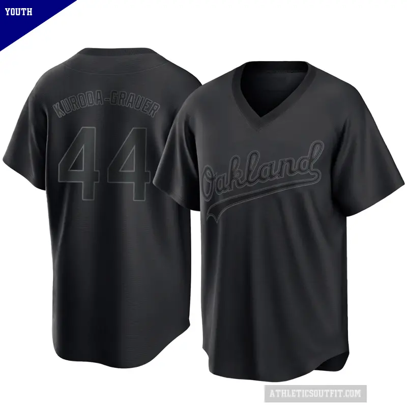 Youth No.44 Joshua Kuroda-Grauer Oakland Athletics Black Replica Pitch Fashion Jersey