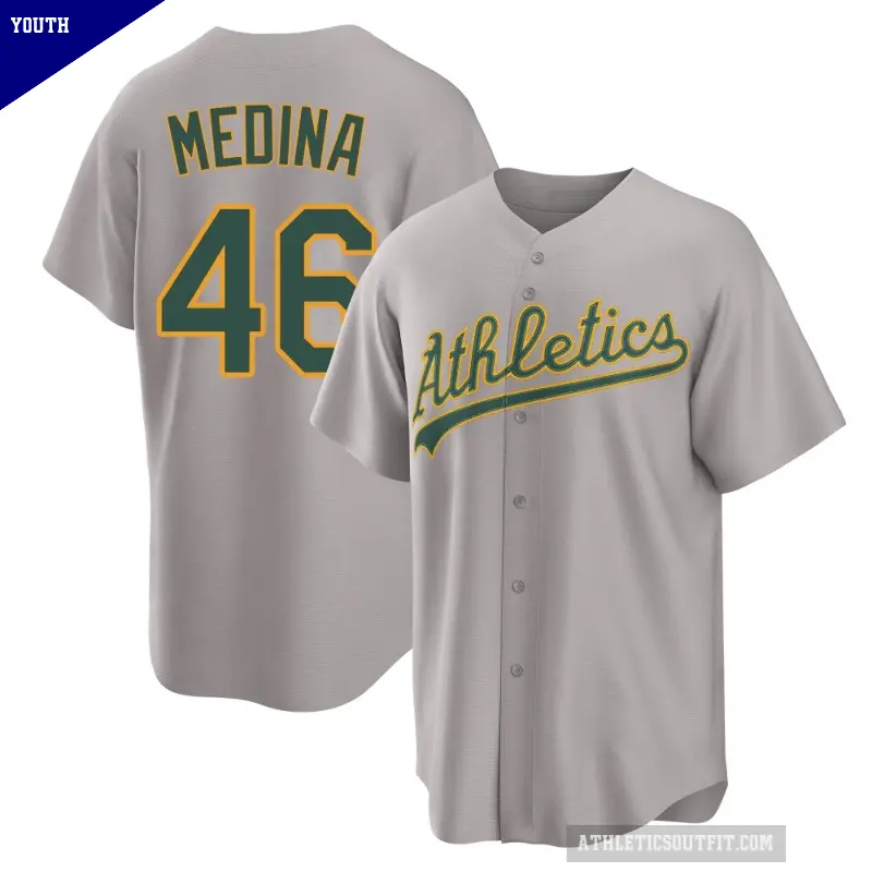 Youth No.46 Luis Medina Oakland Athletics Gray Replica Away 2.0 Jersey
