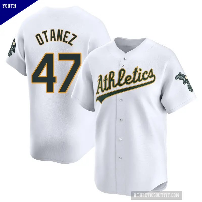 Youth No.47 Michel Otanez Oakland Athletics White Limited Home Jersey