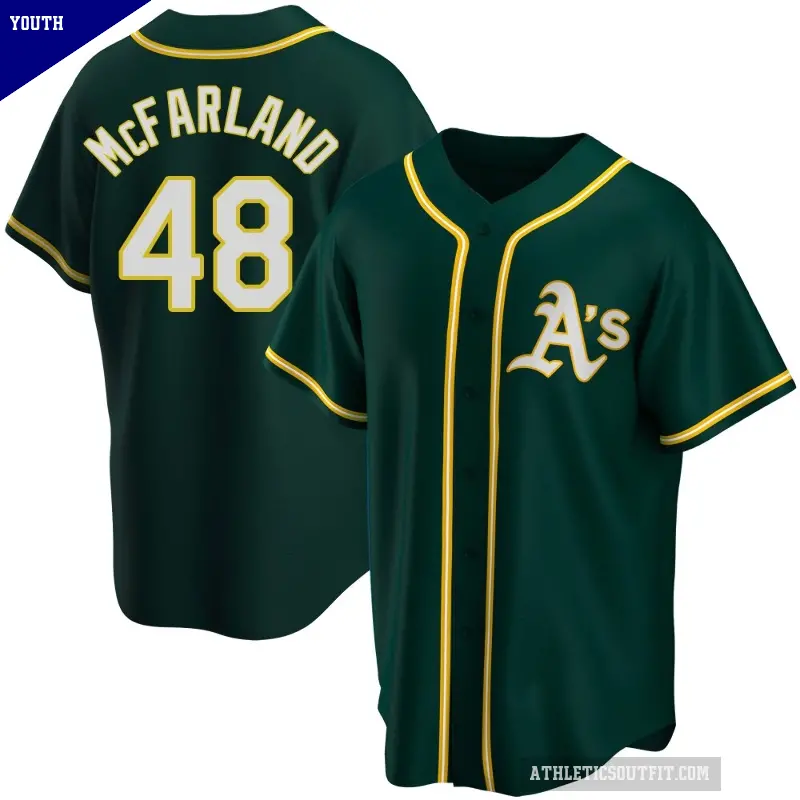 Youth No.48 T.J. McFarland Oakland Athletics Green Replica Alternate Jersey