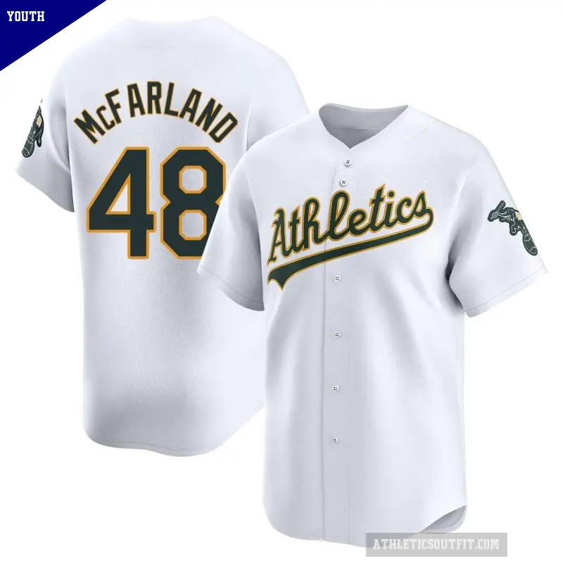 Youth No.48 T.J. McFarland Oakland Athletics White Limited Home Jersey