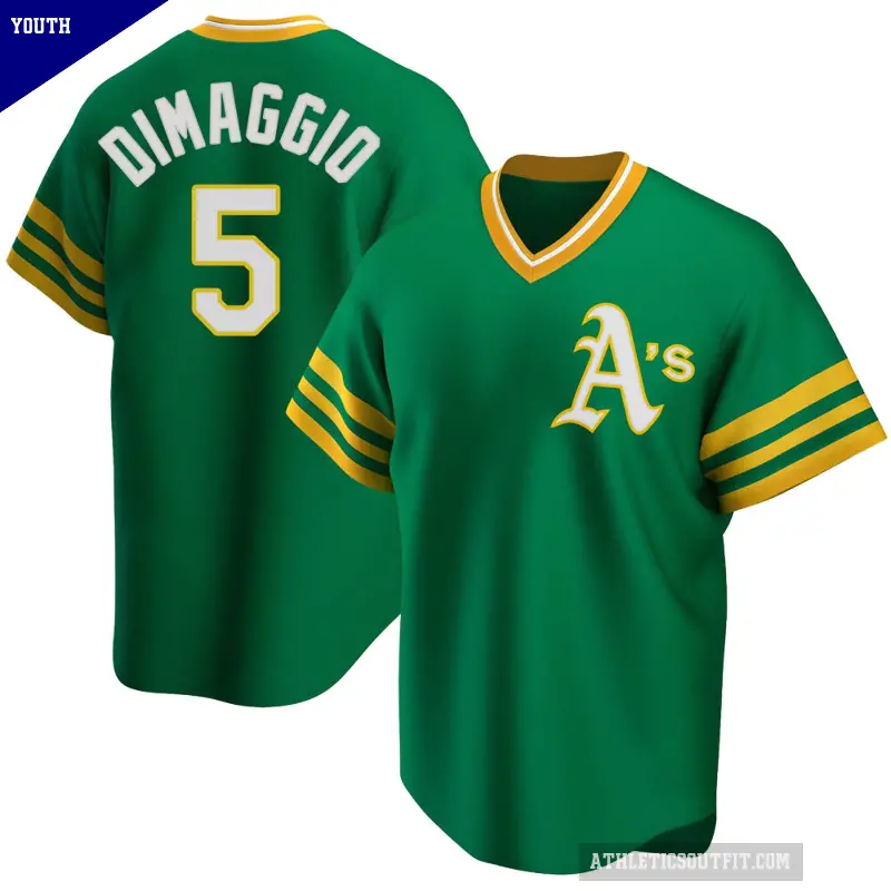 Youth No.5 Joe Dimaggio Oakland Athletics Green Replica R Kelly Road Cooperstown Collection Jersey