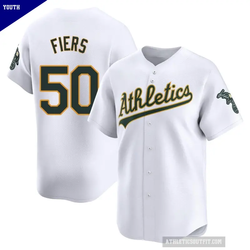 Youth No.50 Mike Fiers Oakland Athletics White Limited Home Jersey