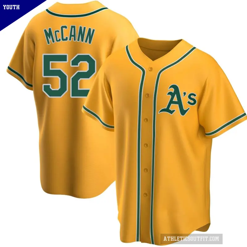 Youth No.52 Kyle McCann Oakland Athletics Gold Replica Alternate Jersey