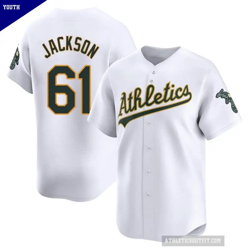 Youth No.61 Zach Jackson Oakland Athletics White Limited Home Jersey