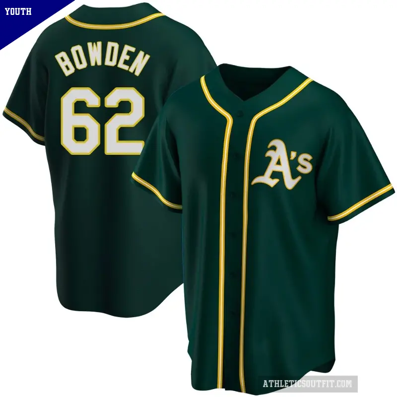 Youth No.62 Ben Bowden Oakland Athletics Green Replica Alternate Jersey