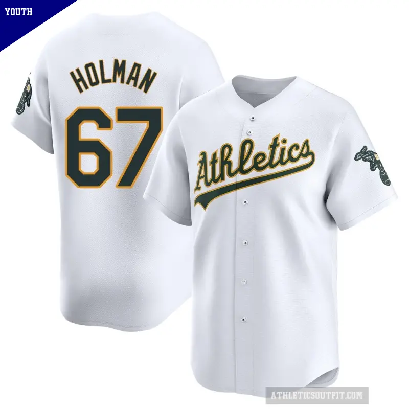Youth No.67 Grant Holman Oakland Athletics White Limited Home Jersey