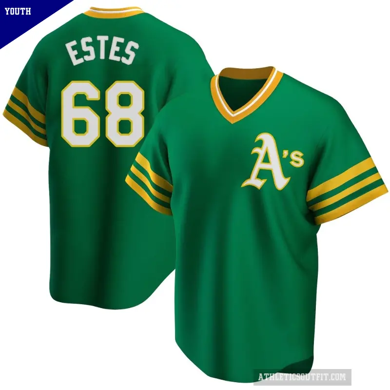 Youth No.68 Joey Estes Oakland Athletics Green Replica R Kelly Road Cooperstown Collection Jersey