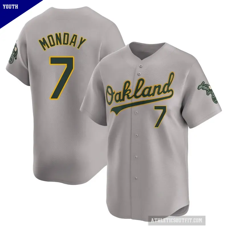 Youth No.7 Rick Monday Oakland Athletics Gray Limited Away Jersey