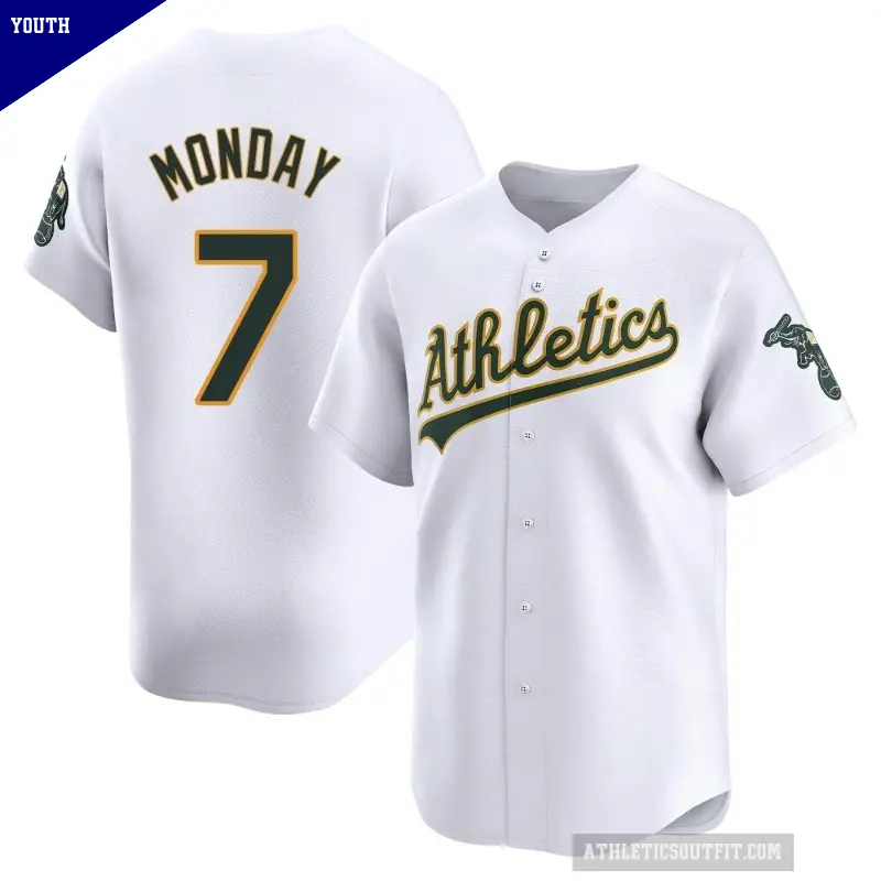 Youth No.7 Rick Monday Oakland Athletics White Limited Home Jersey