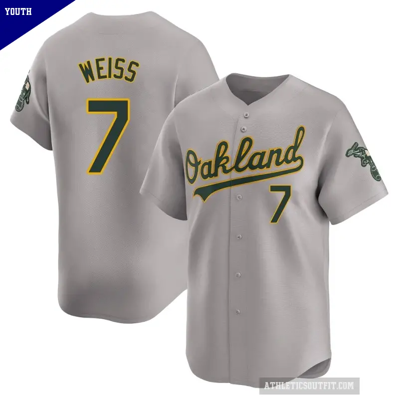 Youth No.7 Walt Weiss Oakland Athletics Gray Limited Away Jersey
