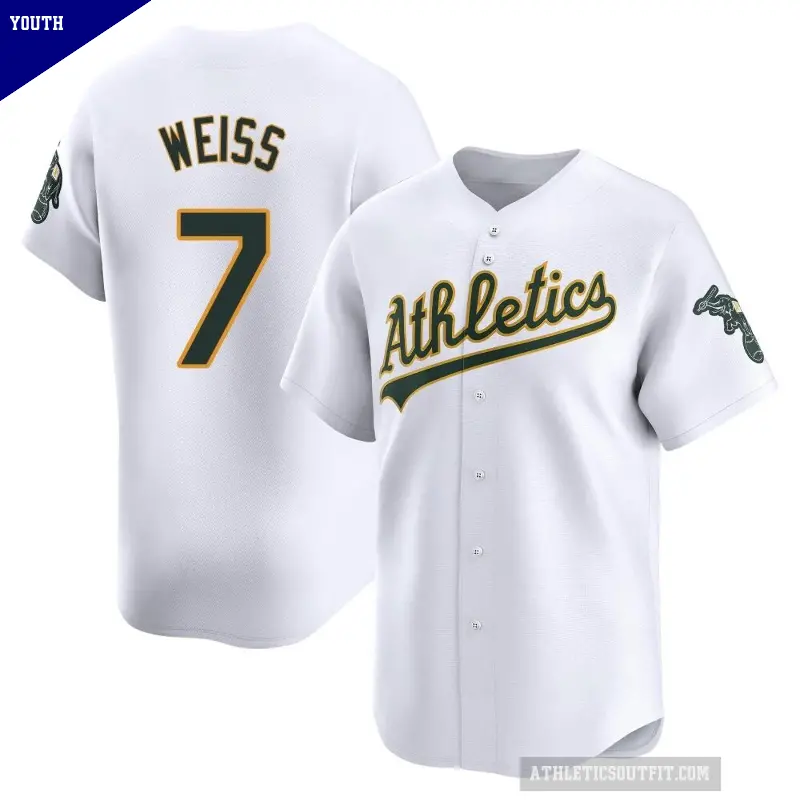 Youth No.7 Walt Weiss Oakland Athletics White Limited Home Jersey