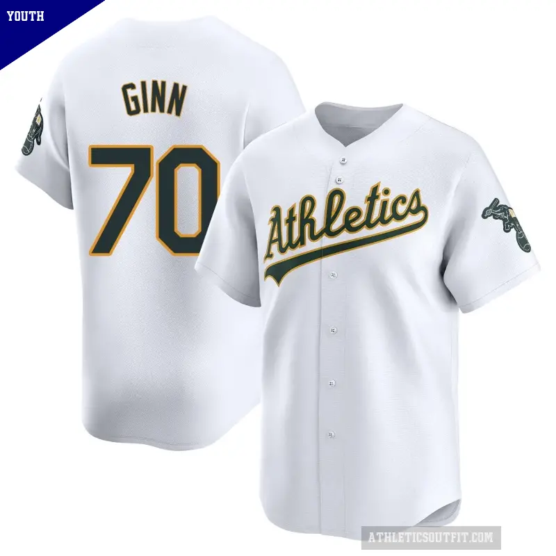 Youth No.70 J.T. Ginn Oakland Athletics White Limited Home Jersey
