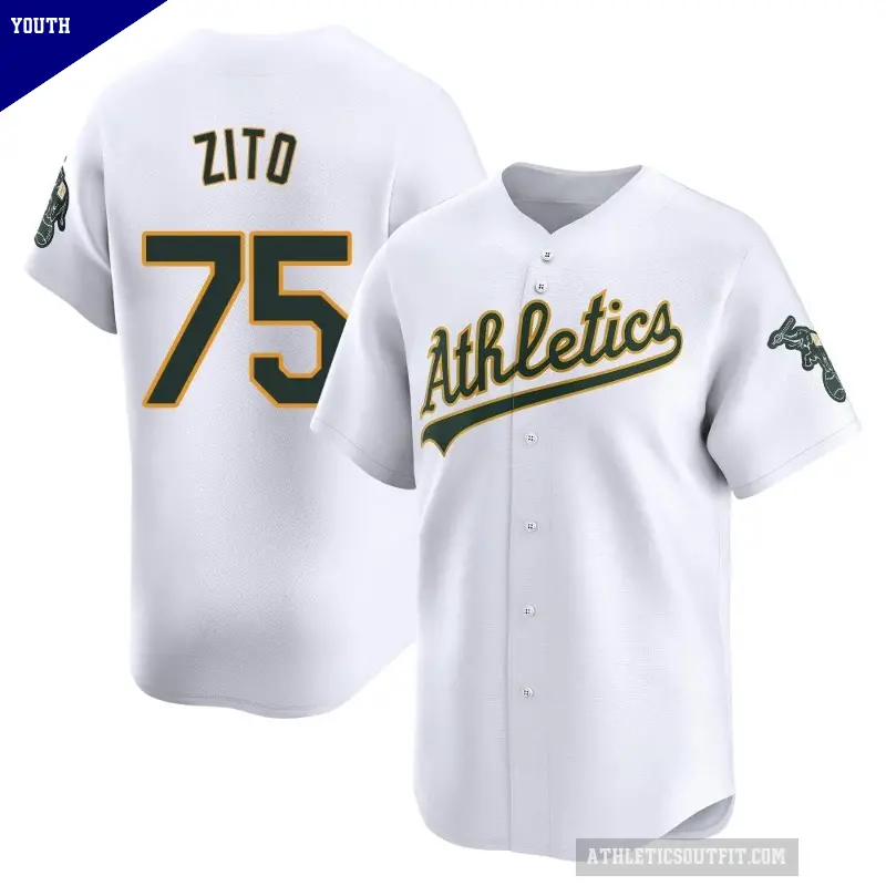 Youth No.75 Barry Zito Oakland Athletics White Limited Home Jersey