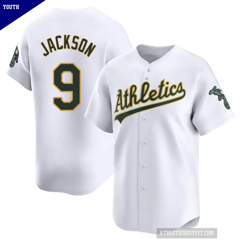 Youth No.9 Reggie Jackson Oakland Athletics White Limited Home Jersey